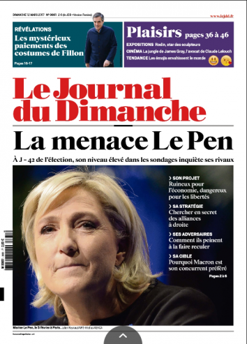 Journal Du Dimanche Couverture Marine LePen